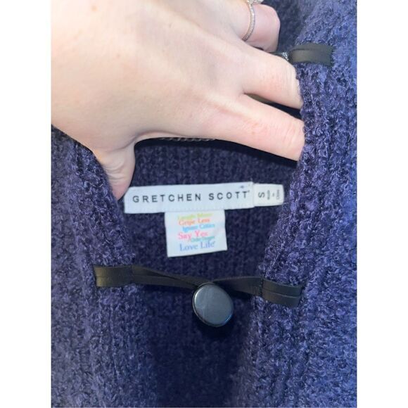 Gretchen Scott Boucle Stadium Coat Navy Open Front Cardigan Small - Picture 5 of 7